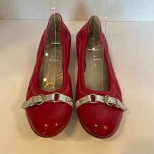 Attilio Giusti Leombruni leather red flat slip-on shoes size 7 1/2